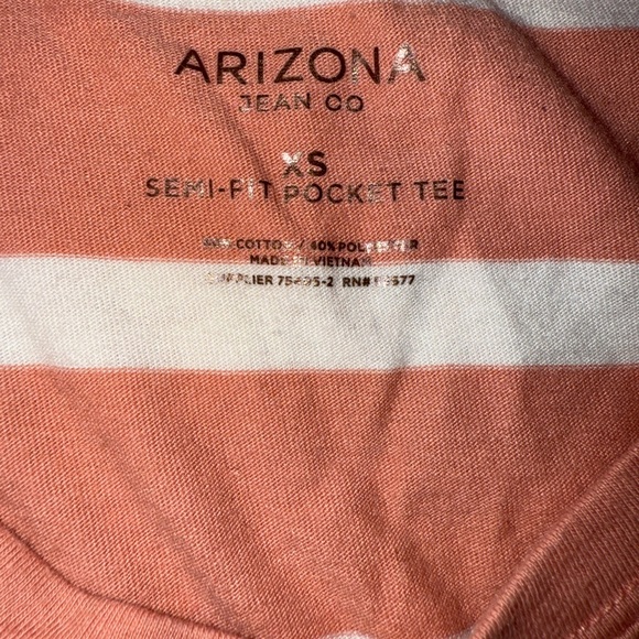 Arizona Jean Company Tan and Cream Striped Tee - Picture 2 of 3